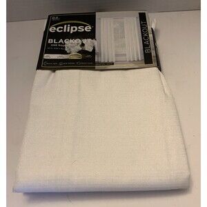 Eclipse Blackout One Rod Pocket Panel Curtain 42"×63" Braxton White, New! L12